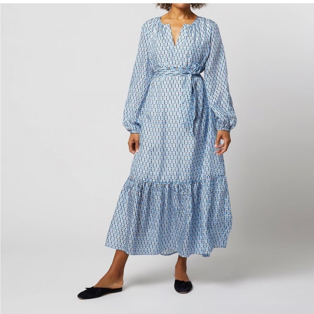 ANN MASHBURN Blue and White Maxi Dress
